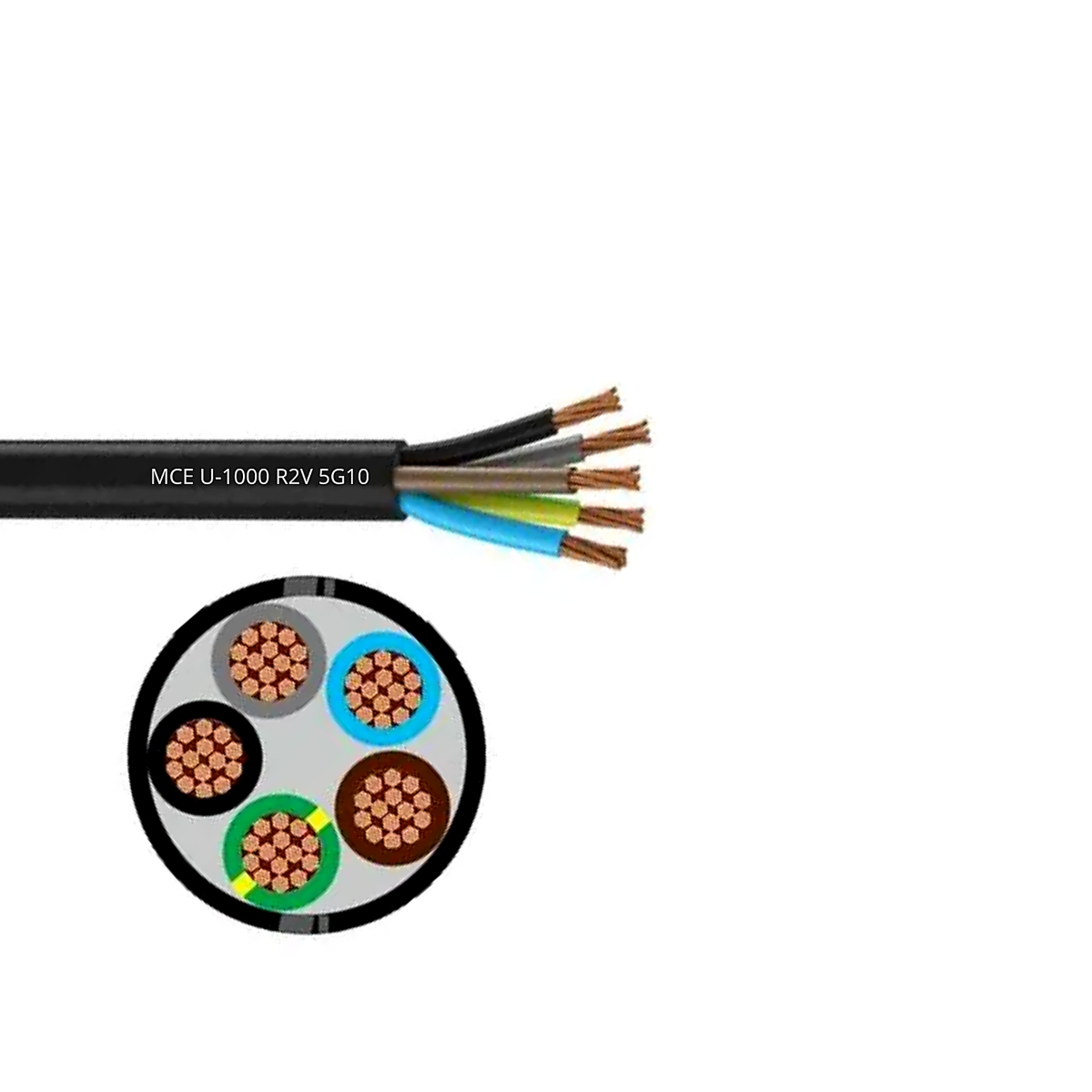 Câble cuivre U-1000 R2V 5g10 mm2